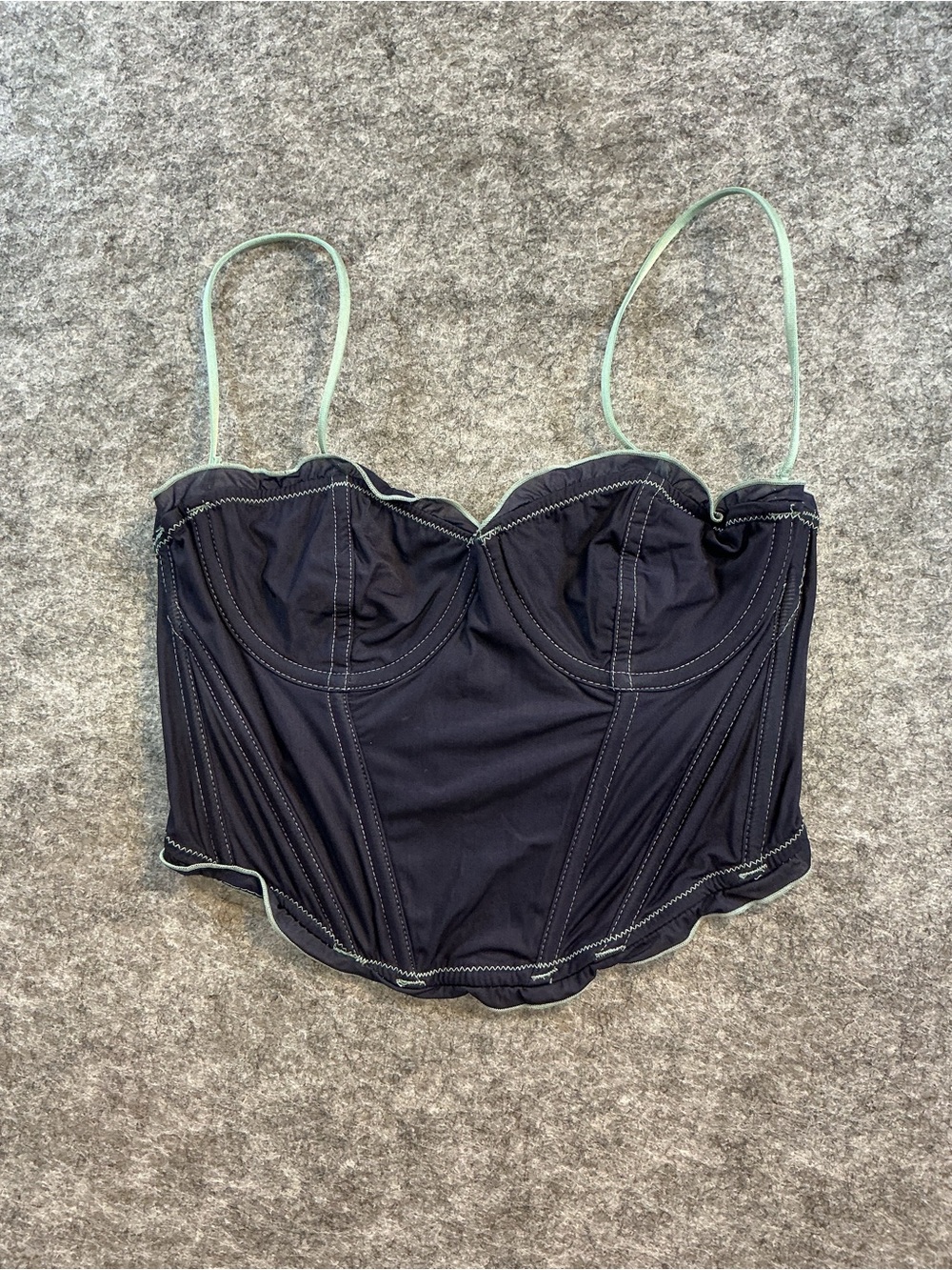 Out From Under Navy Bustier with Mint Trim Size M